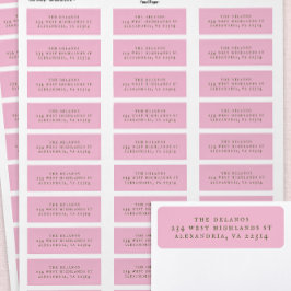 Pink and Green Simple Antique Serif Text Returadress Etikett
