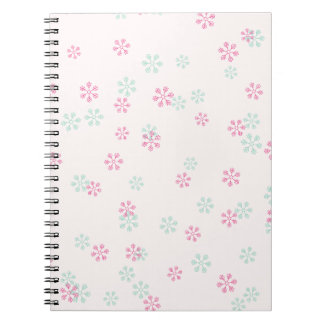 Pink And Green Snowflake Spiral Photo Notebook Anteckningsbok