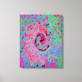 Pink and Lime Green Groovy Abstract Retro Swirl Canvastryck