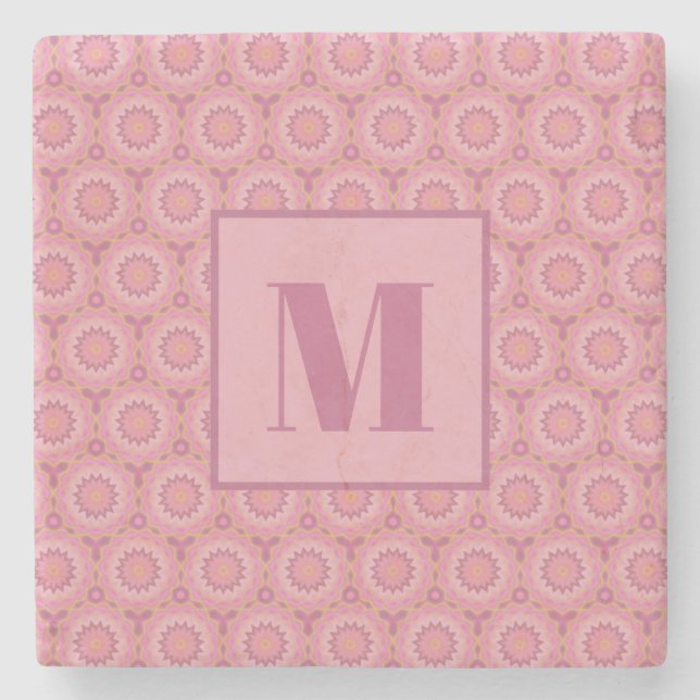 Pink and Mauve Initial Stone Coaster Stenunderlägg (Framsidan)