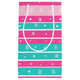 Pink and Mint Horizontal Striped Snowflake