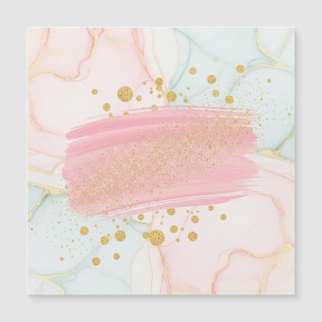 Pink and Mint Marble with Gold Glitter Brush Strok (Framsida)