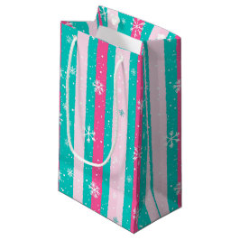 Pink and Mint Vertical Striped Snowflake