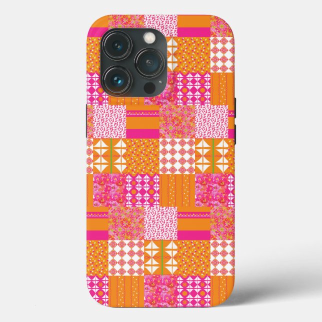 Pink and orange floral patchwork Phone cover (Baksida )