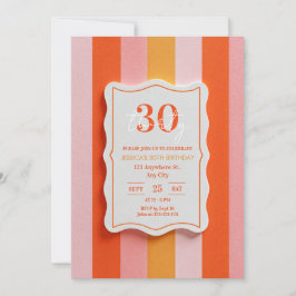 Pink and Orange Gummy Striped Frame Birthday Inbjudningar