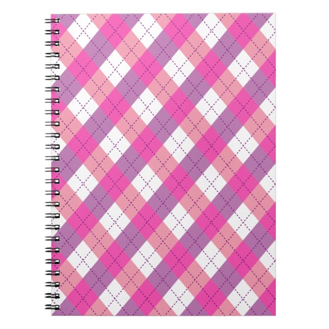 Pink And Purple Argyle Anteckningsbok (Framsidan)