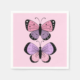 Pink and Purple Butterfly Pappersservett