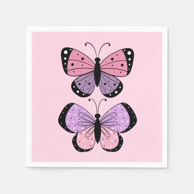 Pink and Purple Butterfly  Pappersservett (Framsidan)