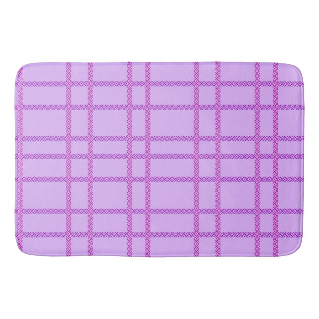 Pink and purple flower checkered pattern badrumsmatta (Framsidan)