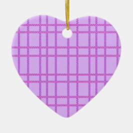 Pink and purple flower checkered pattern julgransprydnad keramik