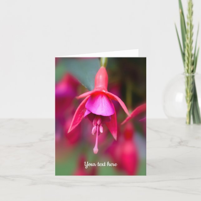 Pink and Purple Fuchsia Folded Greeting Card Tack Kort (Framsida)