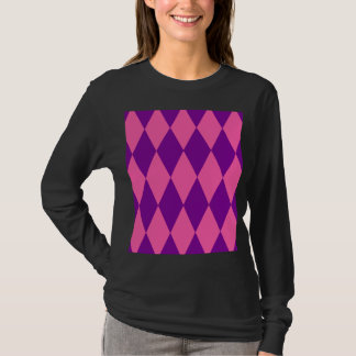 Pink and Purple Harlequin Checkered Design  T Shirt