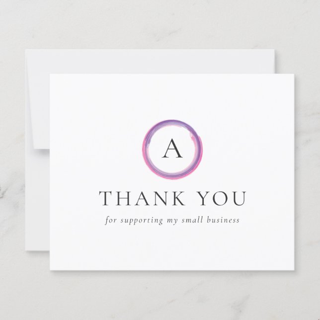 Pink and Purple Monogram Budget Business Thank You (Framsida)