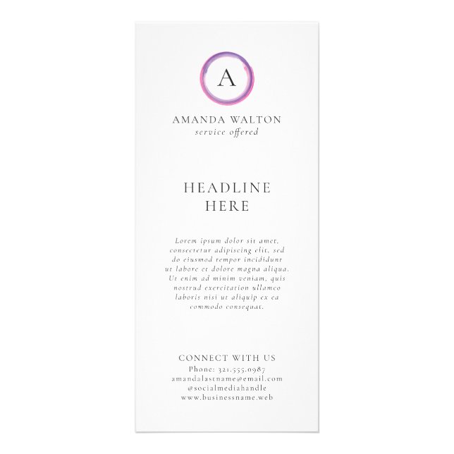 Pink and Purple Monogram Modern Business Reklamkort (Framsidan)