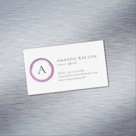 Pink and Purple Monogram Modern Magnetiska Visitkort