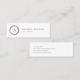 Pink and Purple Monogram Modern Mini Visitkort