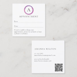 Pink and Purple Monogram QR Code Modern Tidsbeställning Kort