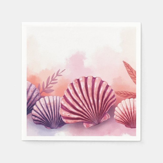 Pink And Purple Seashells  Pappersservett (Framsidan)
