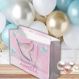 Pink and purple watercolor mermaid tail favors