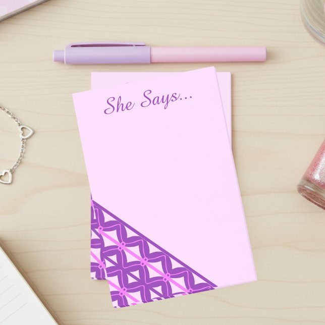 Pink And Purple Waves Post-it Block (Cute fun stationery for girls to jot down those notes. Makes a perfect gift for that girl you love)