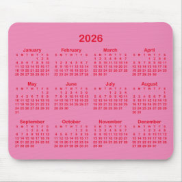Pink and Red 2026 Calendar Musmatta