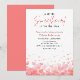 Pink and Red A Little Sweetheart Baby Shower  Inbjudningar