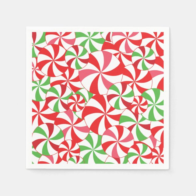 Pink and Red Candy Cane Pattern Paper Napkins Pappersservett (Framsidan)