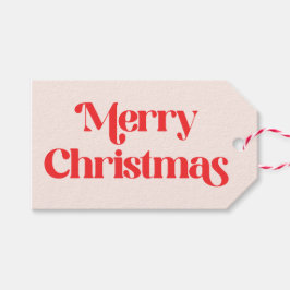 Pink and Red Christmas Groovy Modern Retro Presentetikett