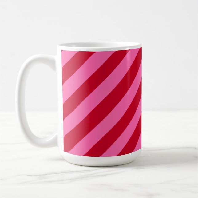 Pink and Red Christmas Peppermint Stripes  Kaffemugg (Vänster)