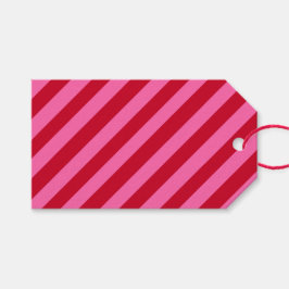 Pink and Red Christmas Peppermint Stripes Presentetikett