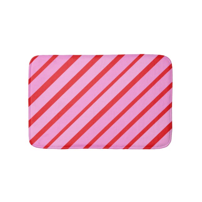 Pink and Red Diagonal Stripes  Badrumsmatta (Framsidan)
