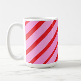 Pink and Red Diagonal Stripes  Kaffemugg