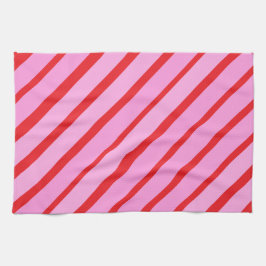 Pink and Red Diagonal Stripes  Kökshandduk
