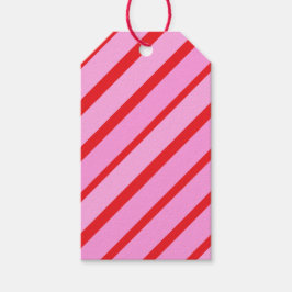 Pink and Red Diagonal Stripes  Presentetikett
