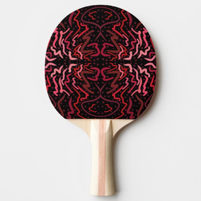 Pink And Red Dots And Squiggles Pattern On Black Pingisracket (Framsidan)