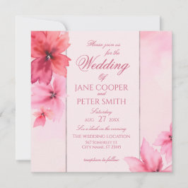 Pink and red flowers floral Wedding Invitation Inbjudningar