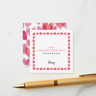 Pink and Red Heart Square Enclosure Valentine Card Tilläggskort