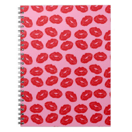 Pink and Red Kisses Printed Background Notebook Anteckningsbok