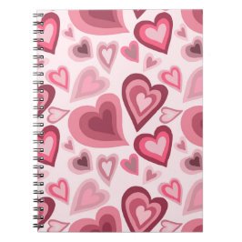 Pink and Red Layered Heart Pattern Anteckningsbok