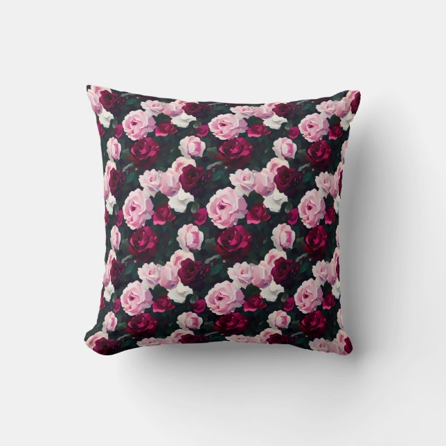 Pink and Red Painted Roses Kudde (Framsida)