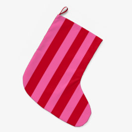 Pink and Red Peppermint Stripes Stor Julstrumpa