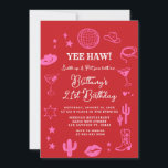 Pink and Red Rodeo Disco Ball Any Age Birthday  Inbjudningar<br><div class="desc">Disco Ball Cowgirl Boot Floral Western Invitation.
Rustic 21st,  30th,  or 40th Western Cowgirl Birthday.</div>