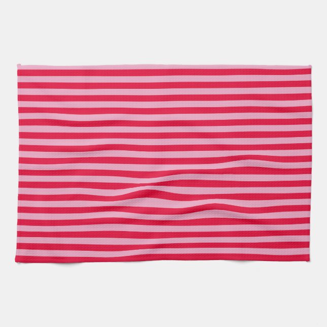 Pink and Red Striped Kitchen Towel Kökshandduk (Horisontell)