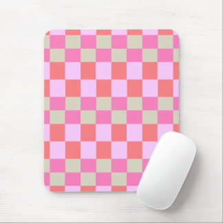 Pink and Sand Beige Retro Checkerboard Pattern Musmatta