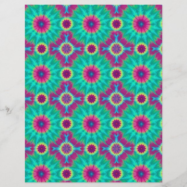 Pink and teal tie dye pattern scrapbook paper (Framsida)