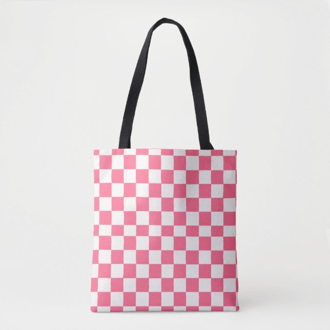 Pink and White Checkered Pattern  Tygkasse (Framsida)