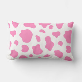 Pink and White Cow Print Pillow Lumbarkudde