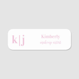 Pink and white Makeup Artist Employee Name Badge Namnbricka