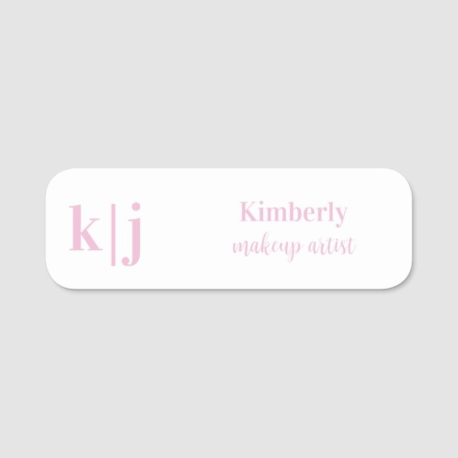 Pink and white Makeup Artist Employee Name Badge Namnbricka (Framsida)