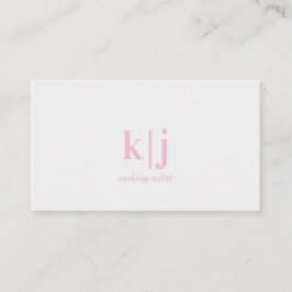 Pink and white Monogram Makeup Artist Visitkort
